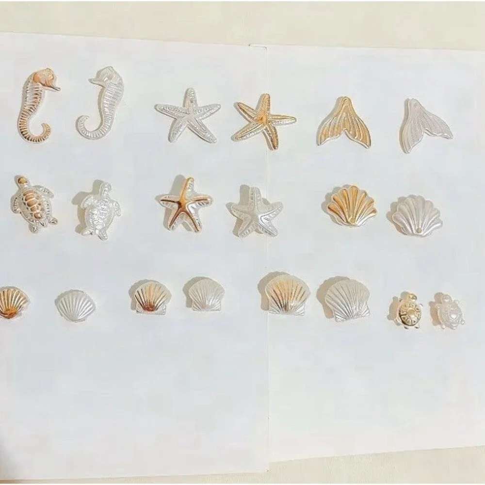 30Pc Ocean & Beach Gold Charms, Assorted Seashell, Fish, Starfish & Sea Animal